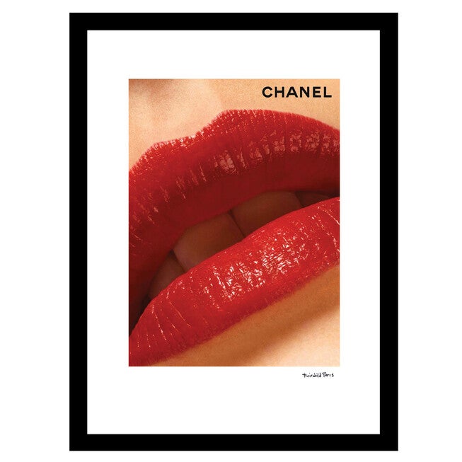 Chanel Big Red Lips - Red / White - 14x18 Framed Print, RED WHITE, hi-res image number 0