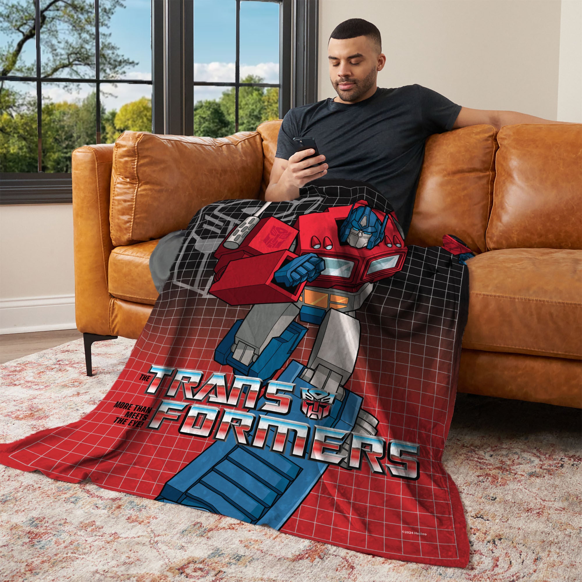 Hasbro Transformers G1 Grid Optimus Prime Silk Touch Throw Blanket 50X60 Inches, RED, alternate image number 2