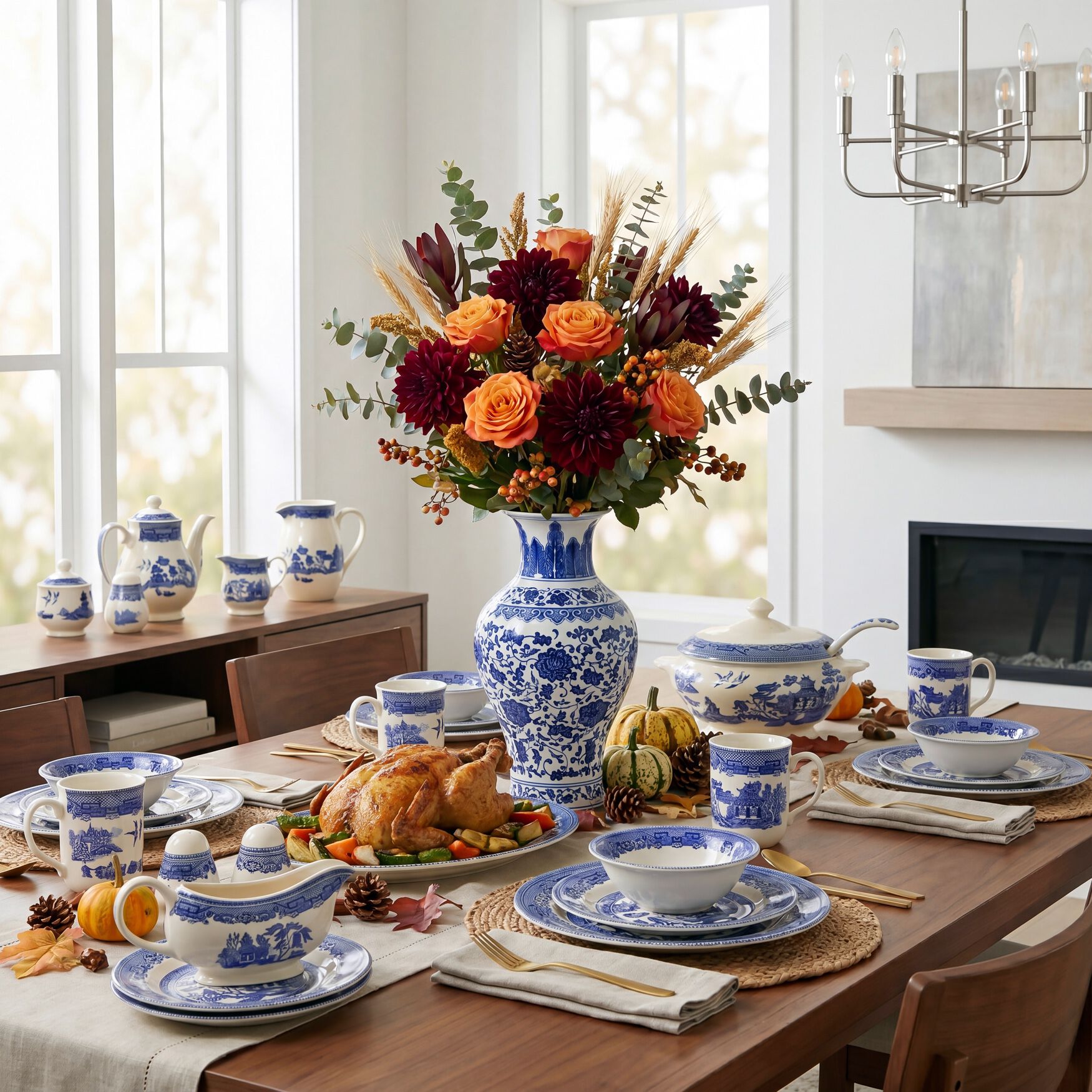 Blue Willow 3-Pc. Teapot Sugar and Creamer Set, , alternate image number 3
