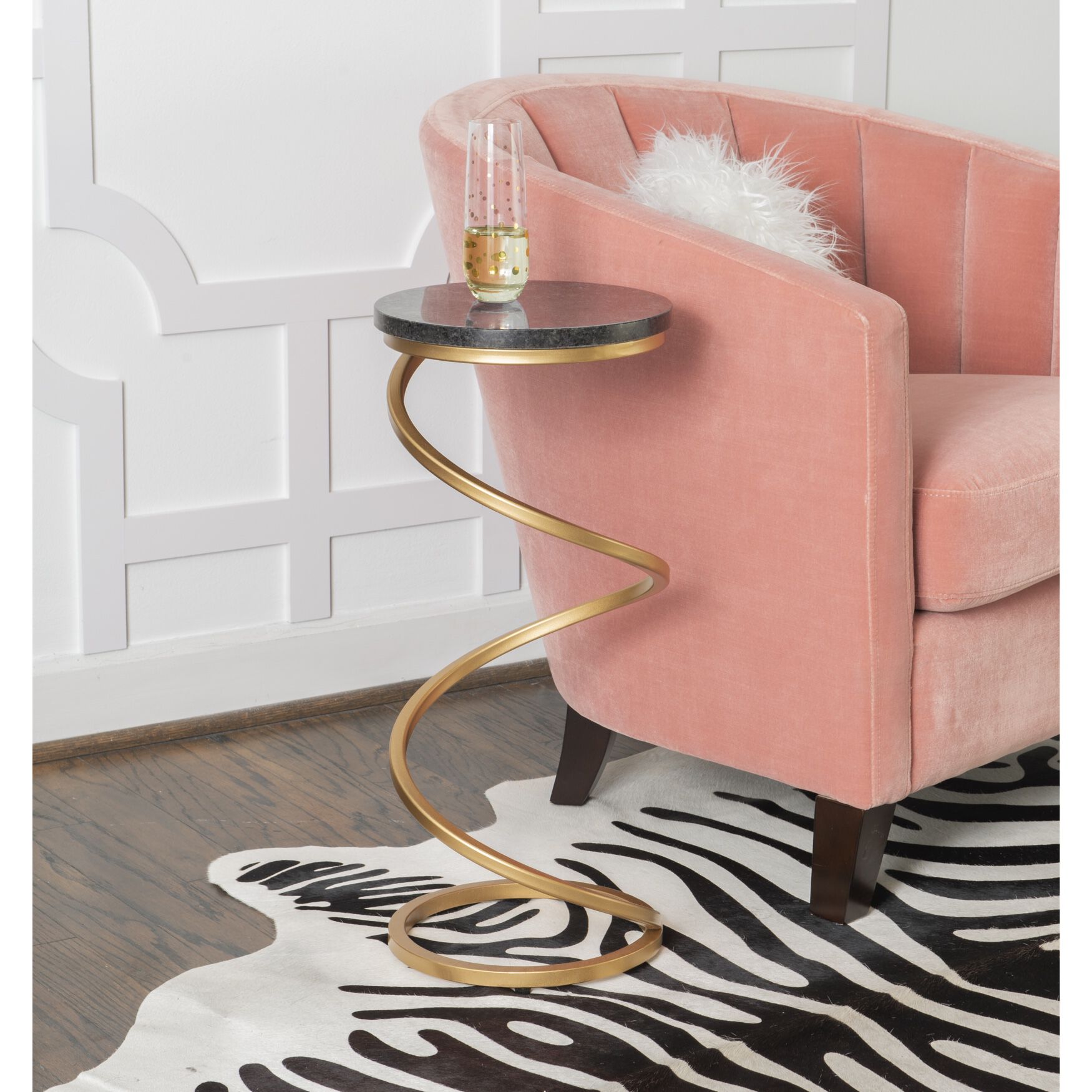 Gigi Spiral Black Granite Drink Table Accent Tables (Including End Tables), , on-hover image number 1