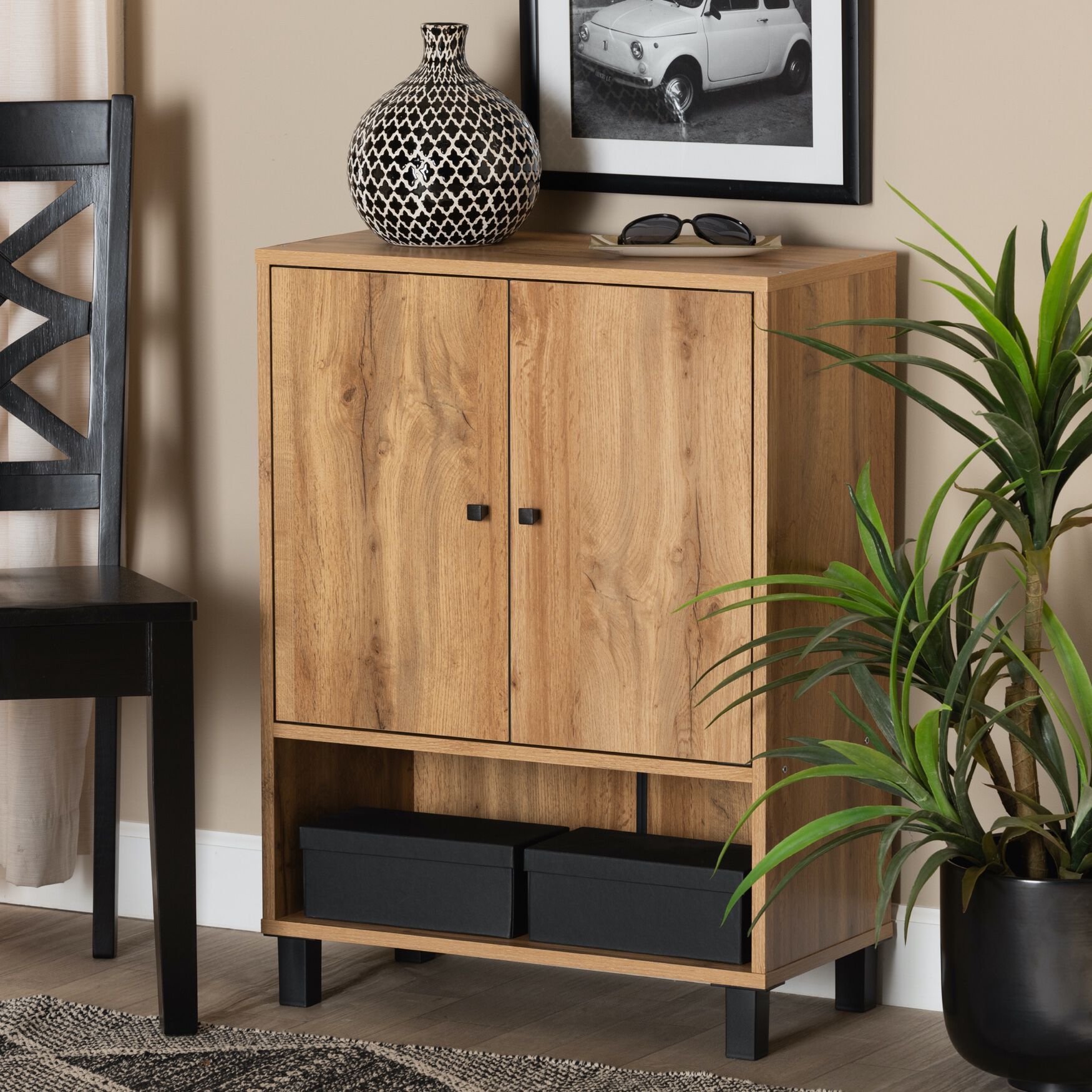 Rossin Wood 2-Door Entryway Shoe Storage Cabinet W Bottom Shelf Furniture, , alternate image number 13