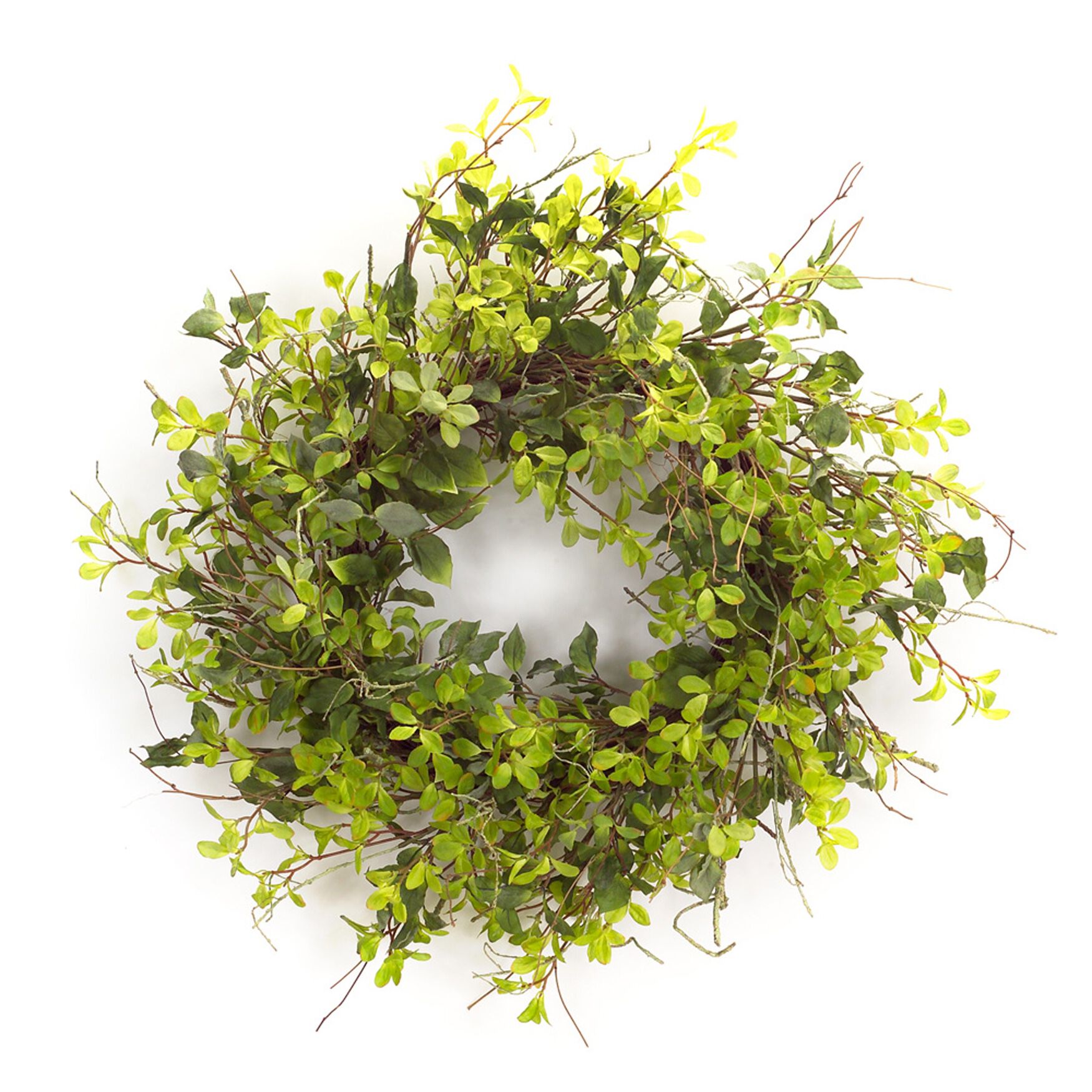 Oversized Mixed Foliage Twig Wreath 30 inchesD, GREEN, hi-res image number 0