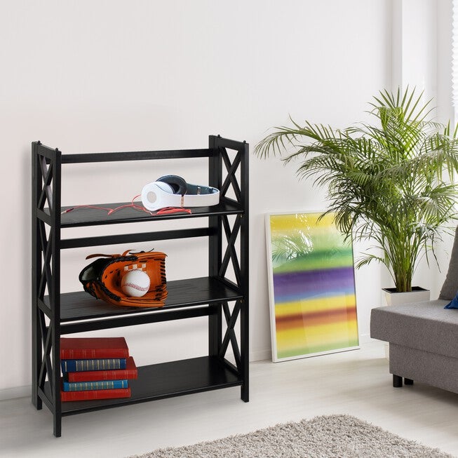 Montego 3-Shelf Folding Bookcase -Black, , alternate image number null