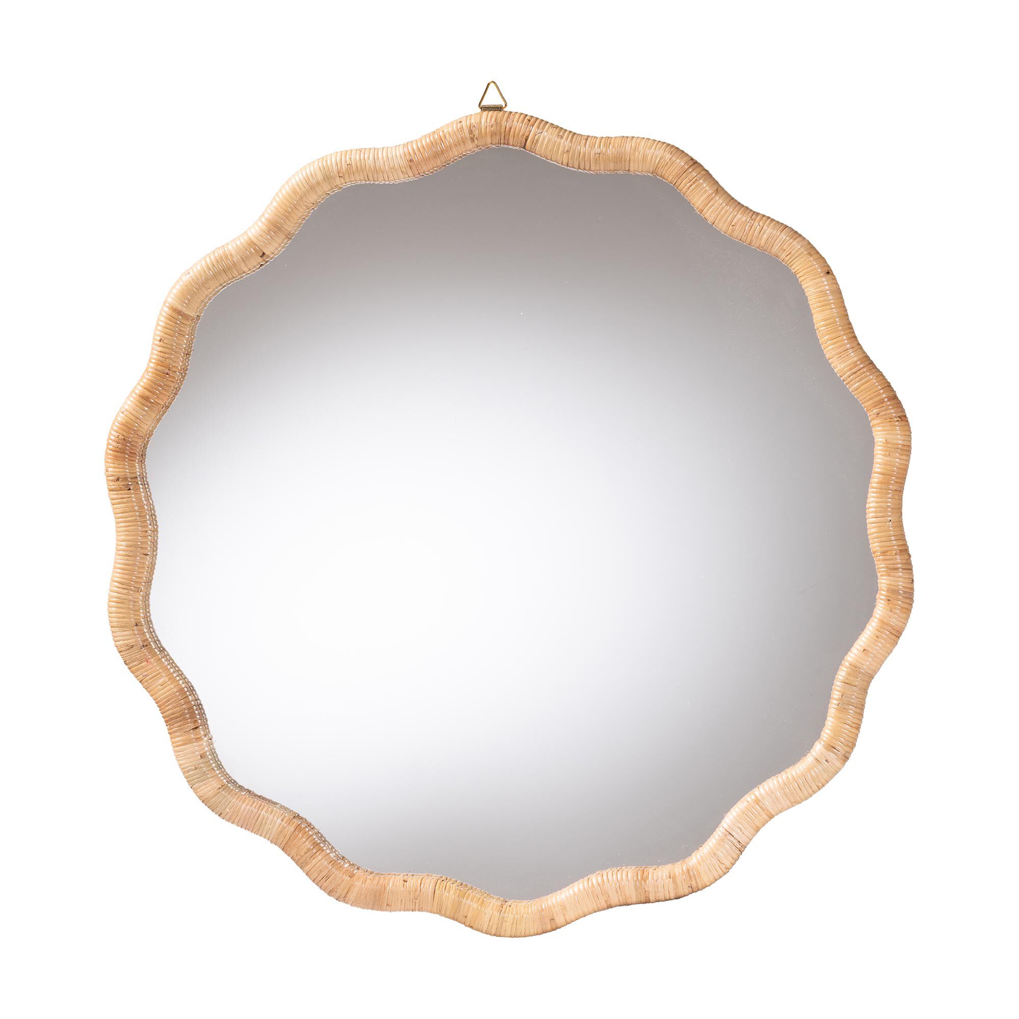 Rasida Natural Rattan Scalloped Wall Mirror, HONEY, alternate image number 1