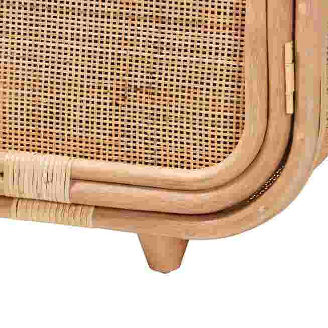 Corner with leg and woven panel close-up