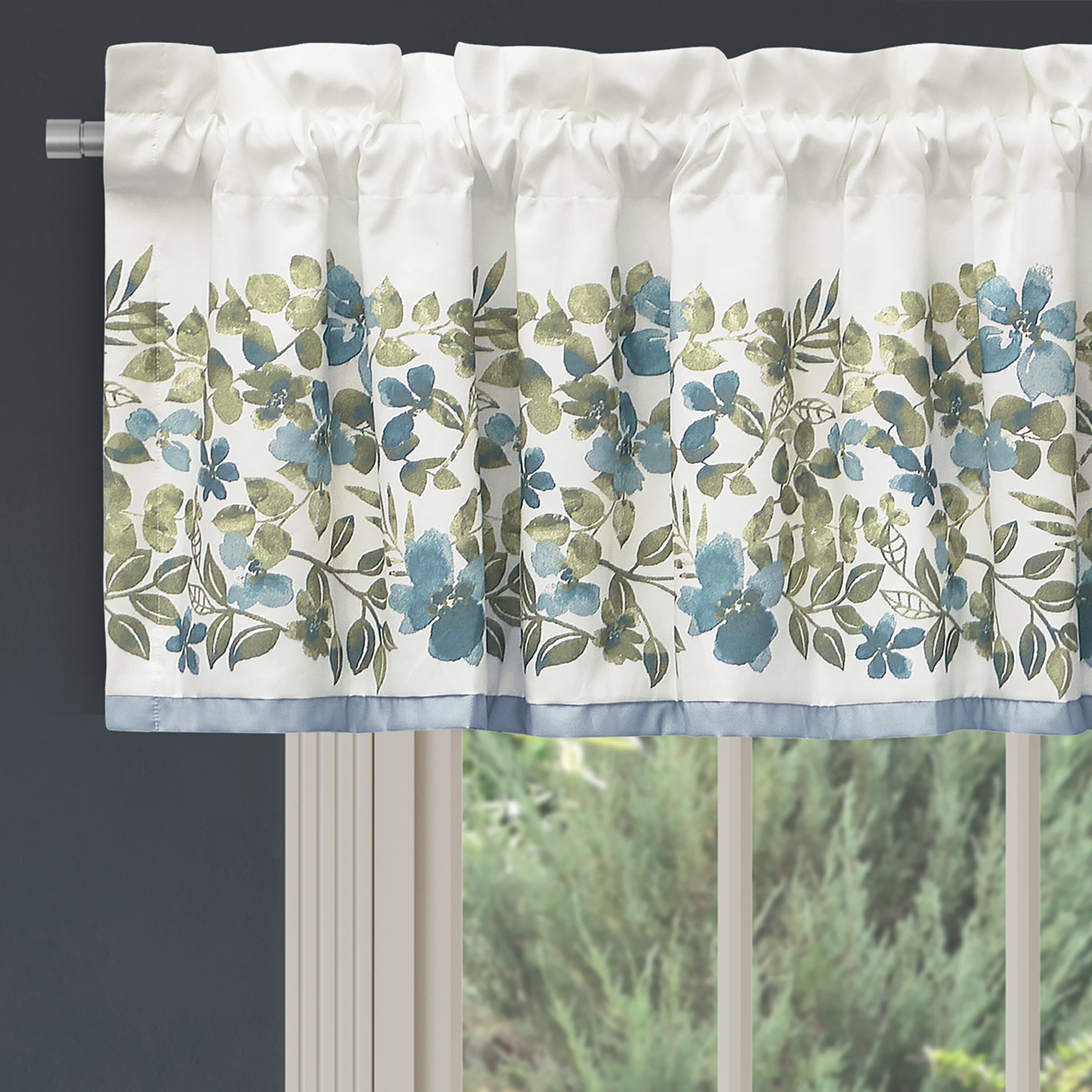 Evergreen Blue Window Straight Valance, BLUE, alternate image number 1