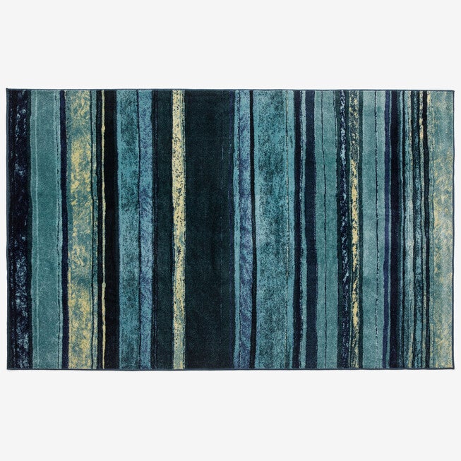 Large Rainbow Stripe Rug , BLUE, hi-res image number null