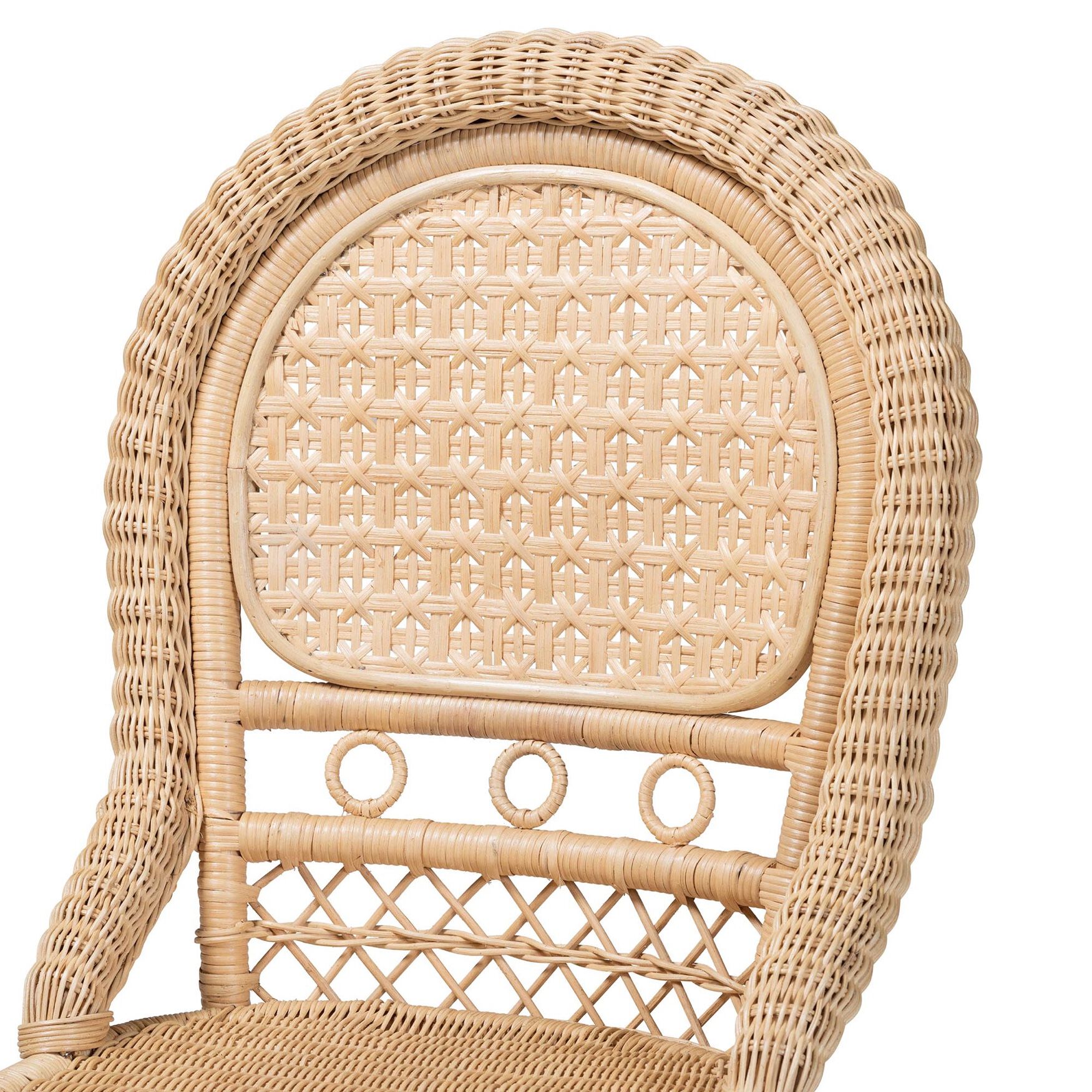 Jelita Modern Bohemian Natural Brown Rattan Dining Chair, , alternate image number 3