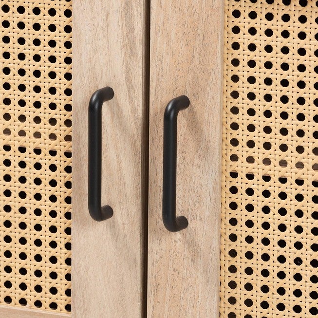 Pavone Mid-Century Modern Oak Brown Wood Kitchen Cabinet, OAK, alternate image number null