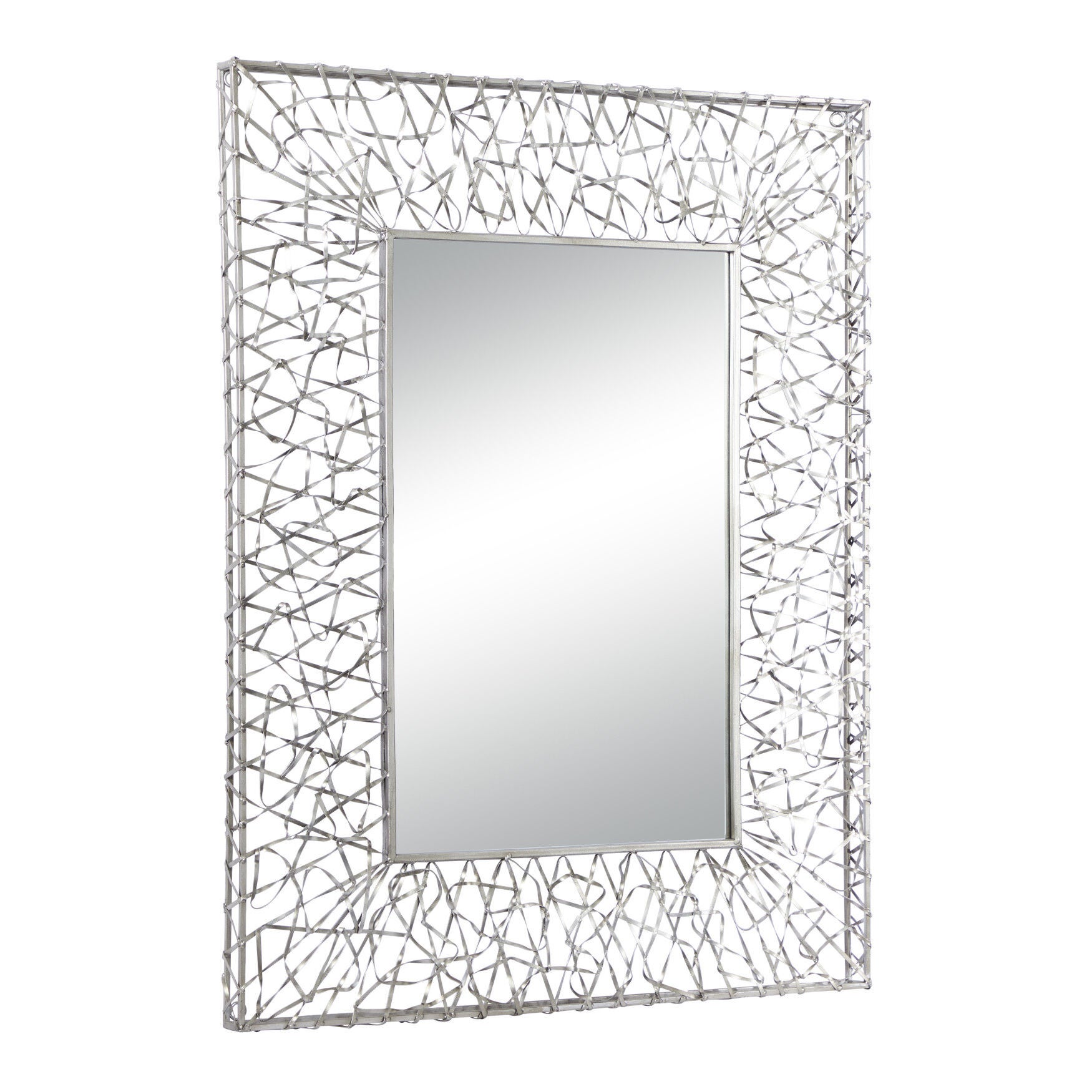 Silver Industrial Metal Wall Mirror, , alternate image number 4