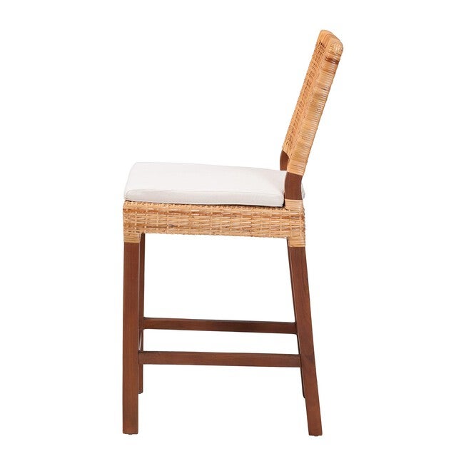 Lesia Natural Rattan Counter Stool with Cushion, BROWN, alternate image number 3