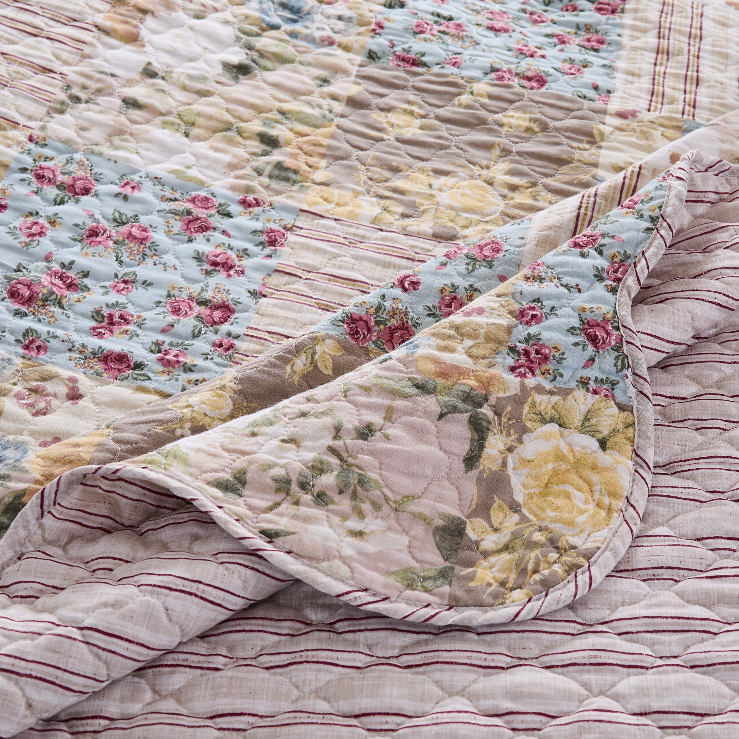 Greenland Home Fashions French Country Finely Stitched Quilt Set, 3-Piece King/Cal King, Multi, MULTI, alternate image number 2