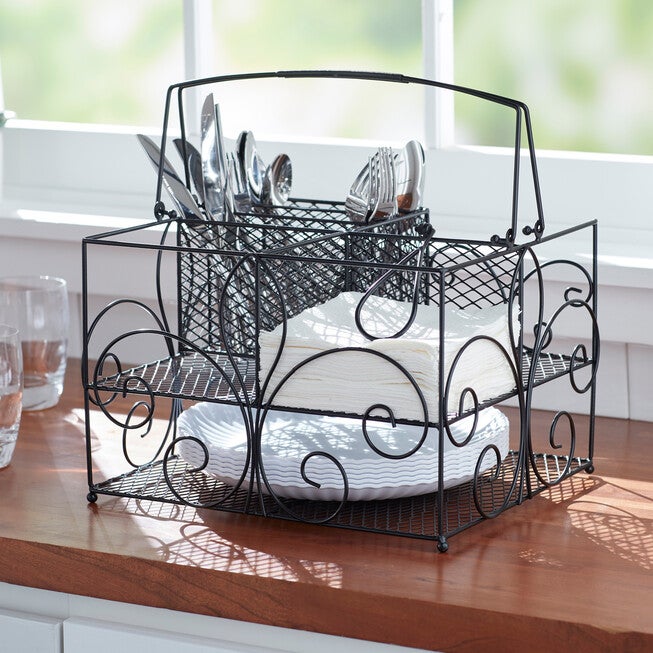 Scroll Flatware Caddy, BLACK, hi-res image number 0