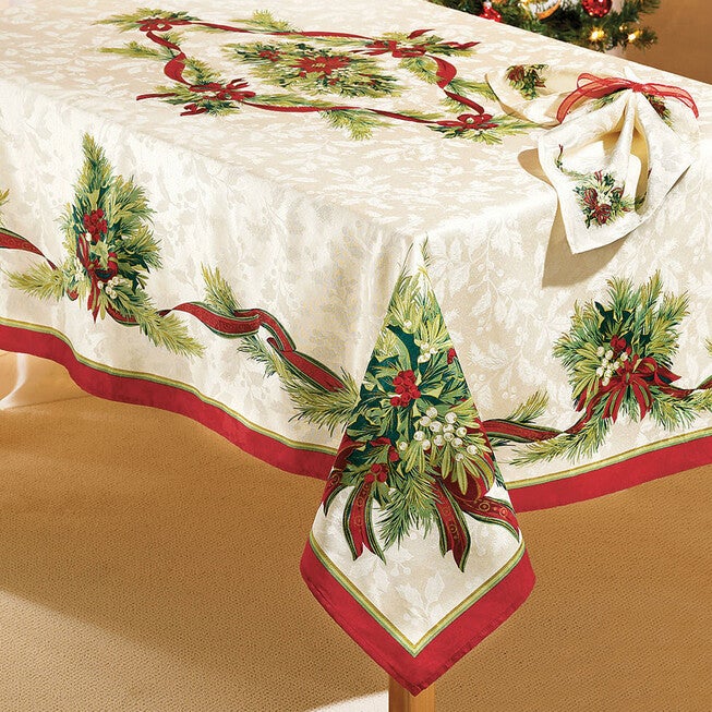 The Christmas Ribbons Tablecloth Collection, , hi-res image number null