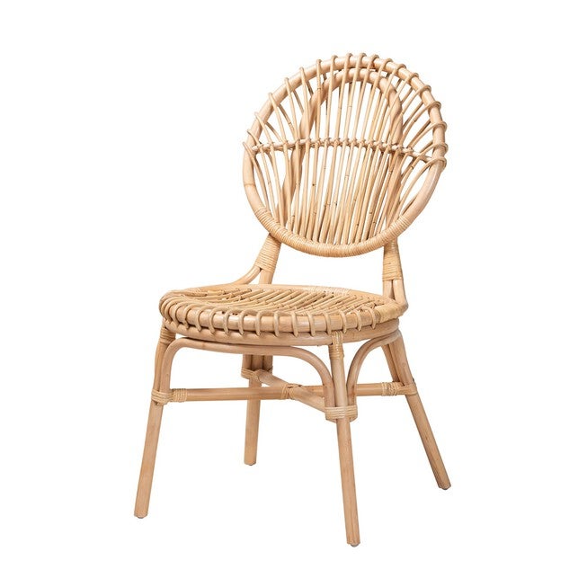 Iris Modern Bohemian Natural Brown Rattan Dining Chair, NATURAL BROWN RATTAN, hi-res image number null