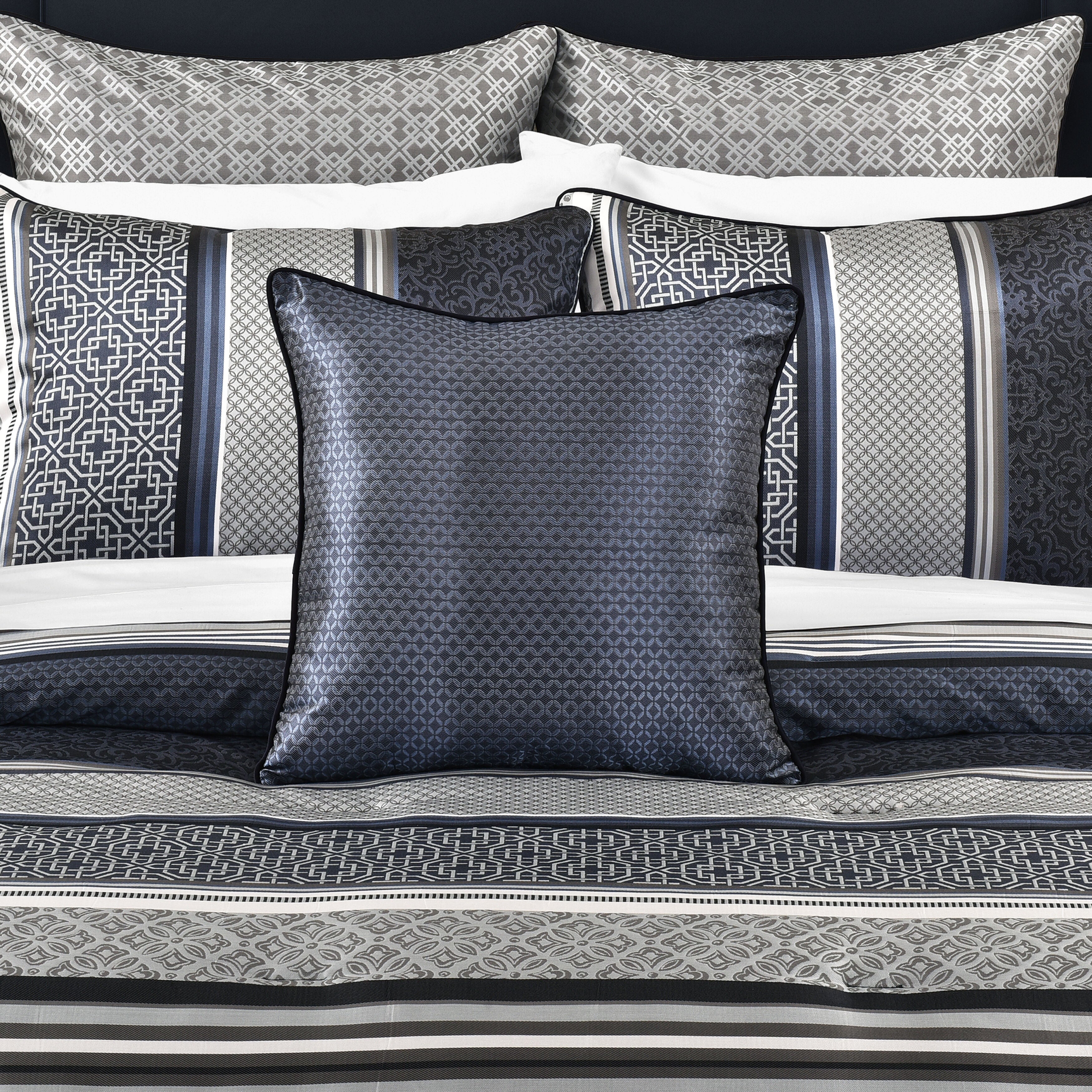 CARLISLE 18 inches SQUARE DECORATIVE THROW PILLOW, INDIGO, hi-res image number 0