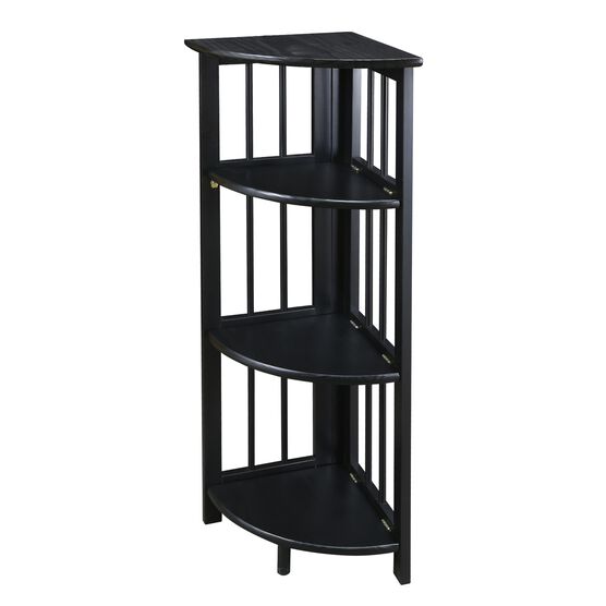 4-Shelf Corner Folding Bookcase-Black, , alternate image number null