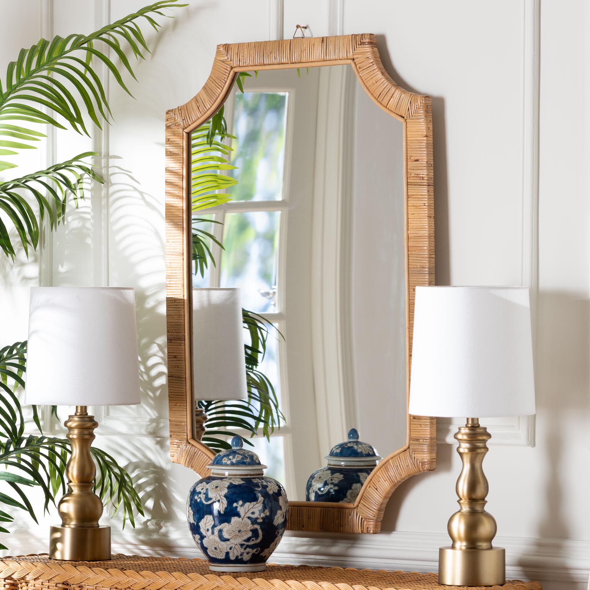Thiago Natural Rattan Wall Mirror, HONEY, alternate image number 3