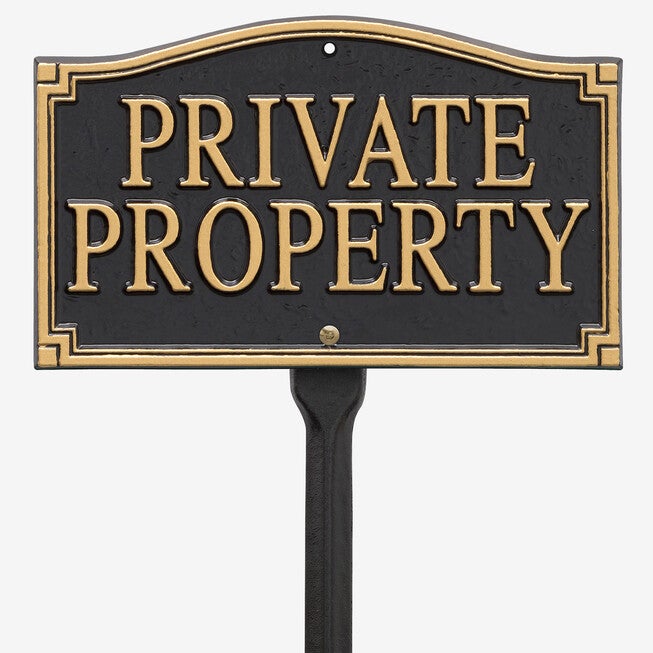 Private Property Statement Plaque, BLACK GOLD, hi-res image number 0