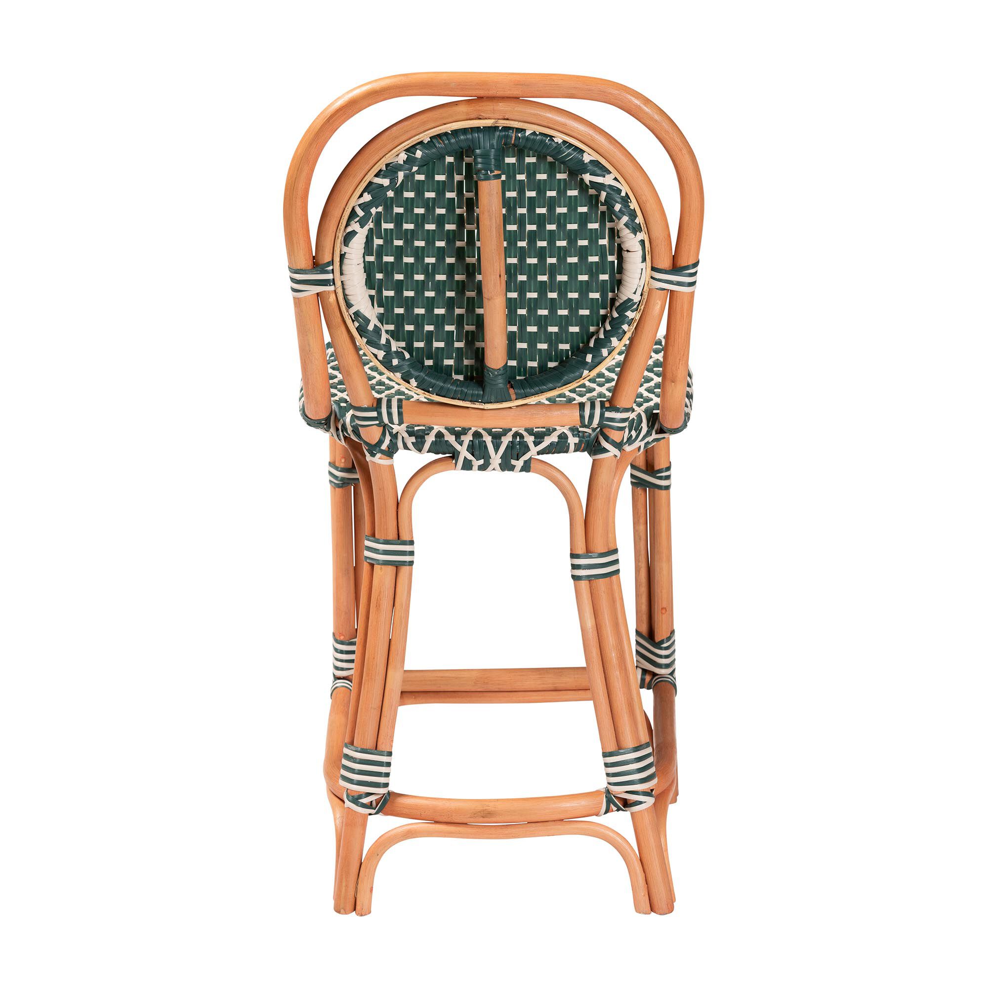 Mattie Rattan Bistro Counter Stool, Green, GREEN, alternate image number 4