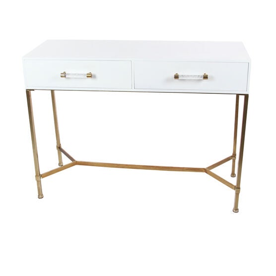 White Glam Metal Console Table, 31 x 47, , alternate image number null