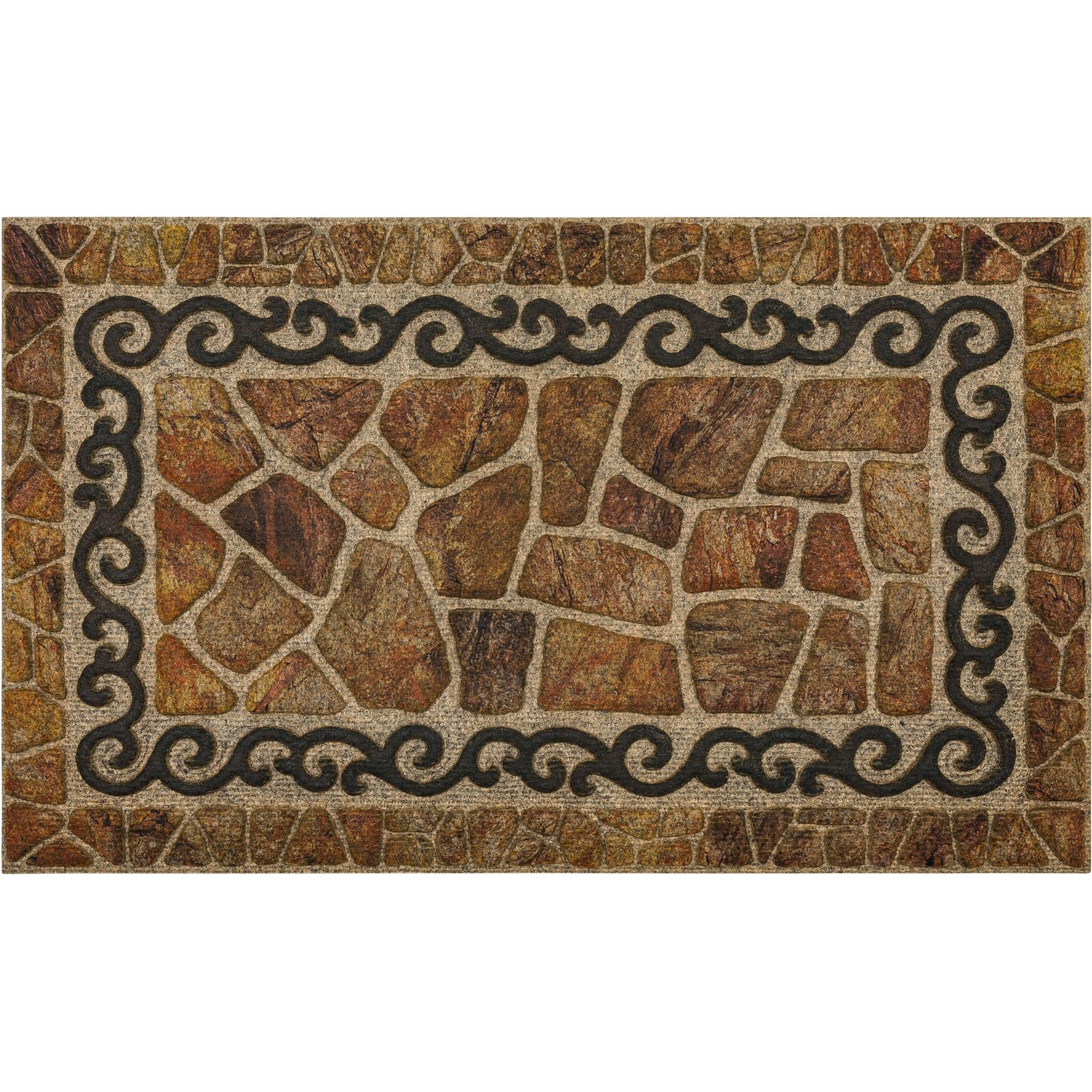 Scroll And Stone Brown 1' 6 inches X 2' 6 inches, BROWN, hi-res image number 0