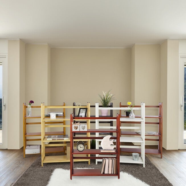 3-Shelf Folding Stackable Bookcase 27.5 inches Wide-Mahogany, , alternate image number 6