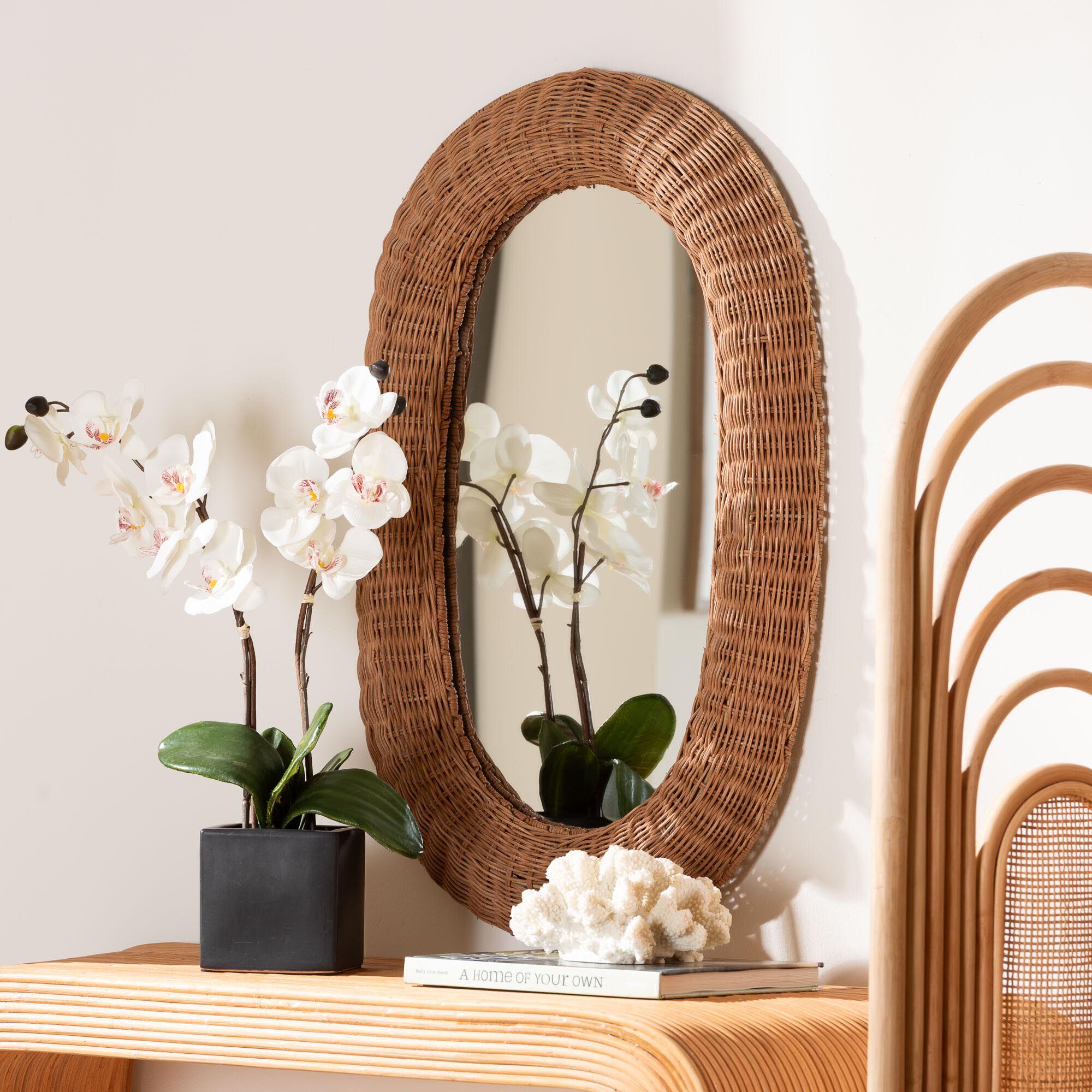 Brisia Oval Natural Rattan Mirror, NATURAL BROWN, alternate image number 3