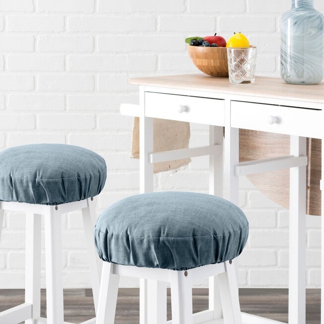 Lisa Solid Barstool Cover, DUSTY BLUE, hi-res image number 0