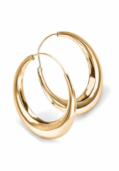 Yellow Gold over Sterling Silver Puffed Hoop Earrings (47mm), , on-hover image number null