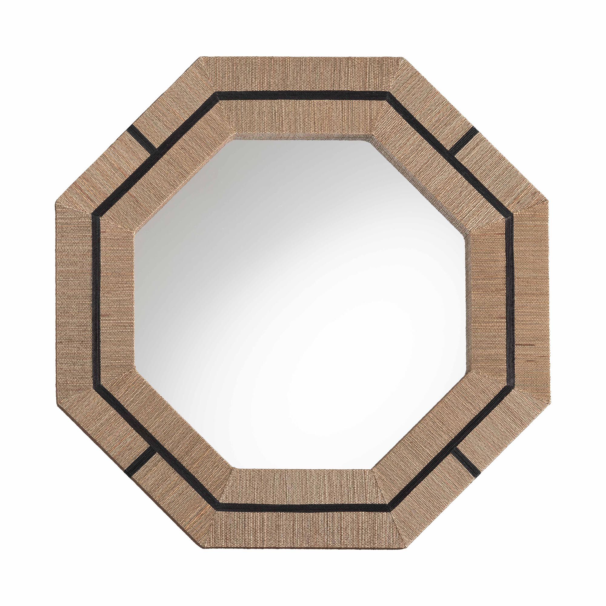 Mirai Bohemian Woven Grasscloth Octagon Accent Mirror, NATURAL, alternate image number 2
