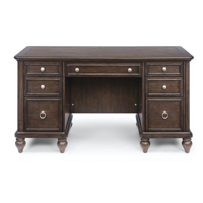 Southport Brown Pedestal Desk, BROWN, hi-res image number null