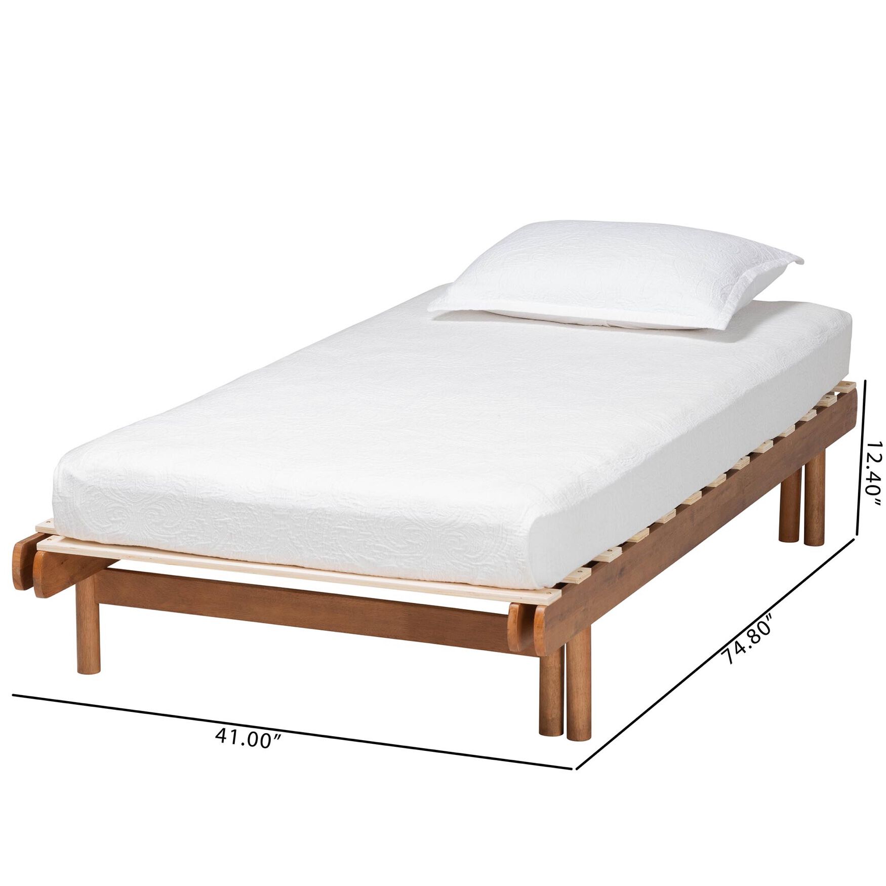Bolivia Mid-Century Modern Walnut Brown Wood Expandable Twin To King Bed Frame, , alternate image number 10