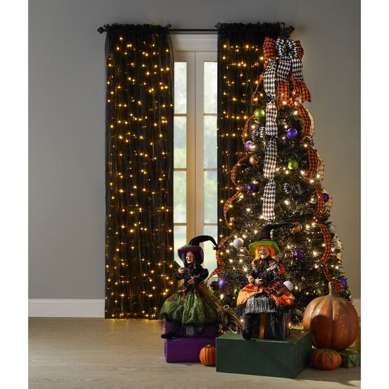 84" Pre-Lit Rod-Pocket Curtain Panel, BLACK, hi-res image number null