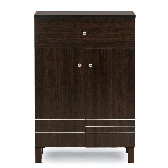 Felda Shoe Cabinet With 2 Doors And Drawer Furniture, BROWN, hi-res image number 0
