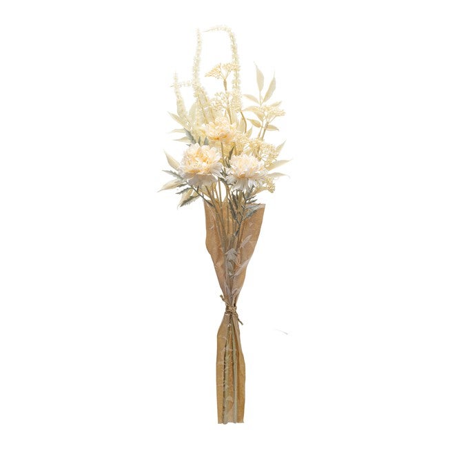 Bleached Zinnia Bouquet (Set of 2) 29.5 inchesH Plastic, BEIGE, hi-res image number null