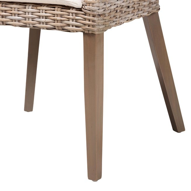 Lara Bohemian Grey Kubu Rattan And Mahogany Wood Dining Chair, , alternate image number null