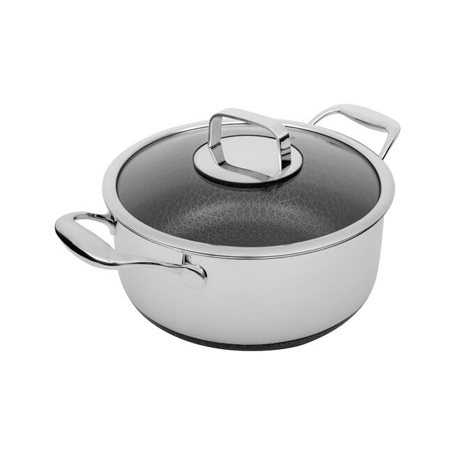 LIVWELL DiamondClad™ 6 Quart Hybrid Nonstick Stainless Steel Stock Pot and Lid, Dishwasher Safe, PFOA-free – Silver/Black, SILVER, hi-res image number 0