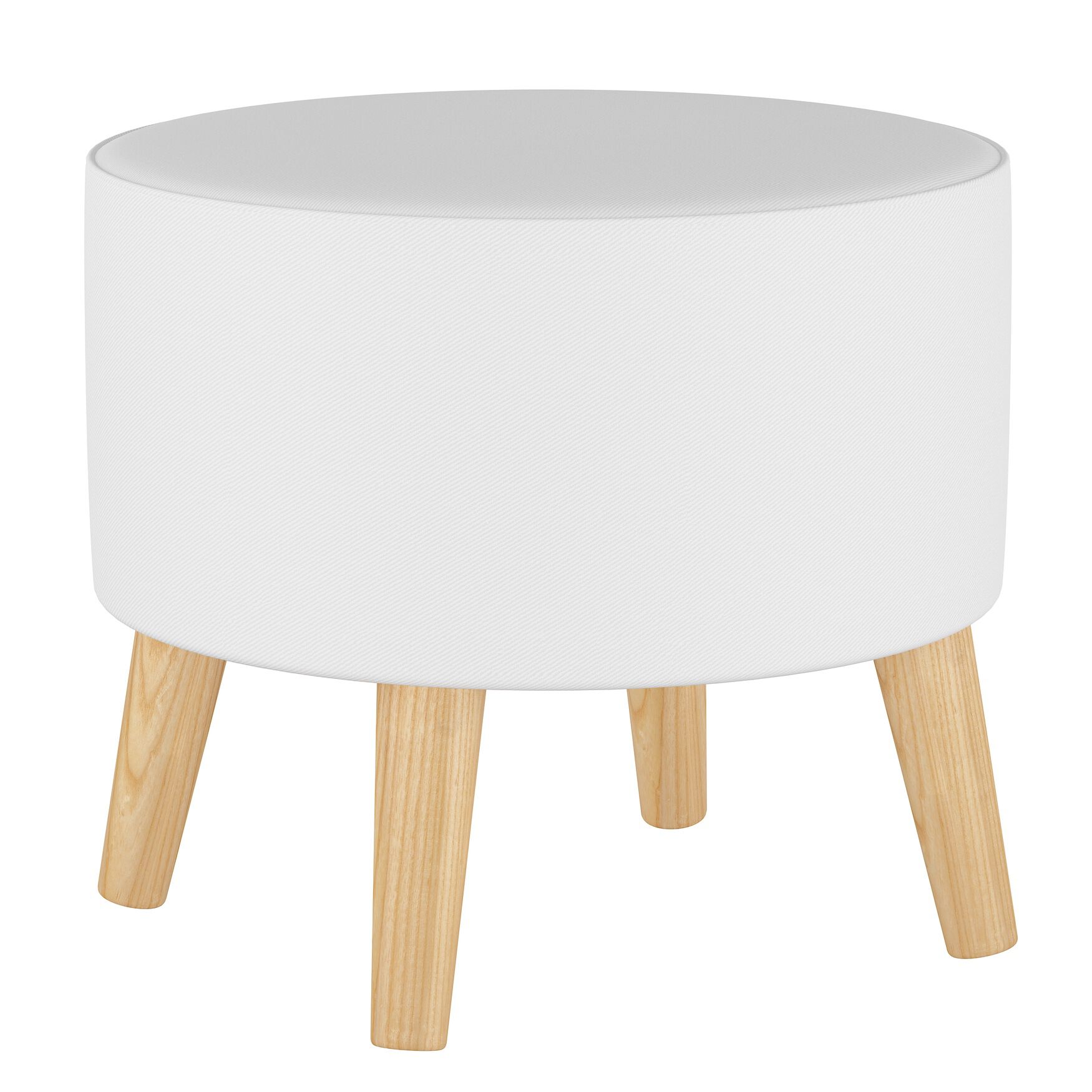 Twill Round Ottoman with Splayed Legs, TWILL WHITE, hi-res image number 0