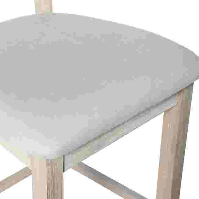 Close-up of Jordan gray wash bar stool upholstered seat
