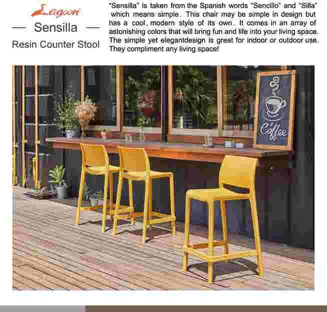Outdoor counter stool set on a patio counter area