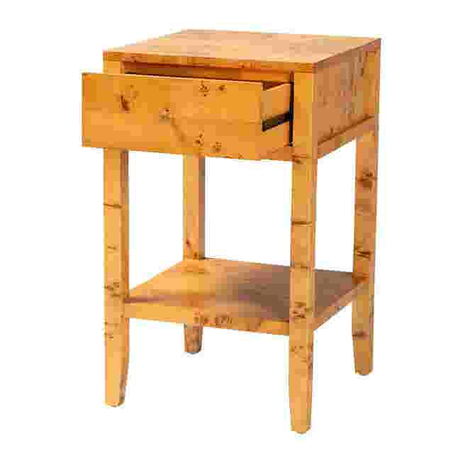Wood nightstand with two drawers front view