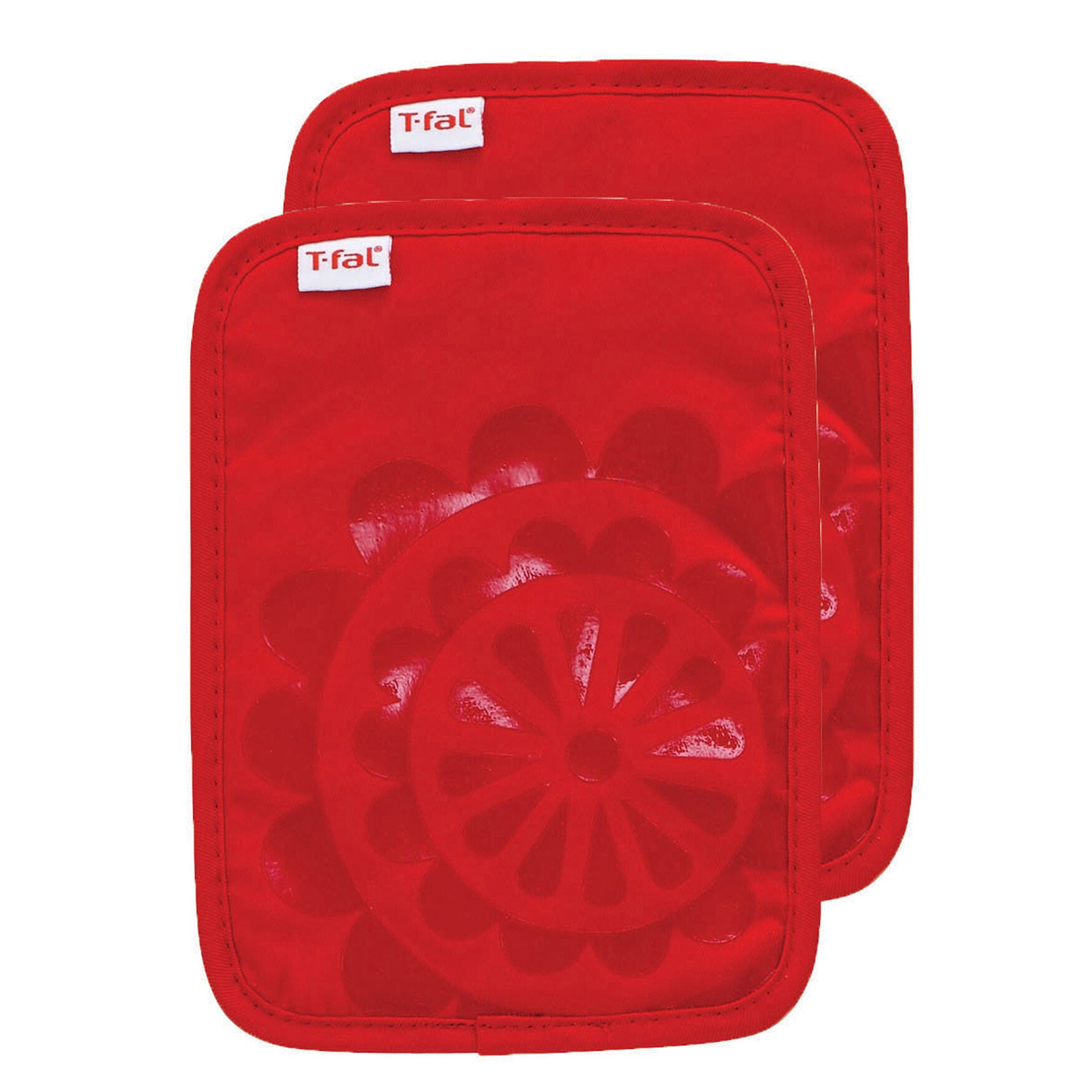 Medallion Silicone Pot Holders, Set Of 2, RED, hi-res image number 0