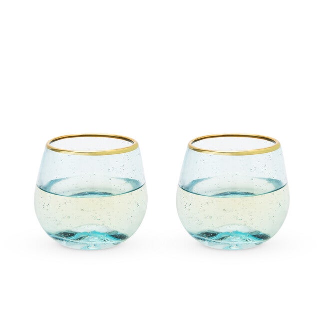 Aqua Bubble Stemless Wine Glass Set, , alternate image number 2