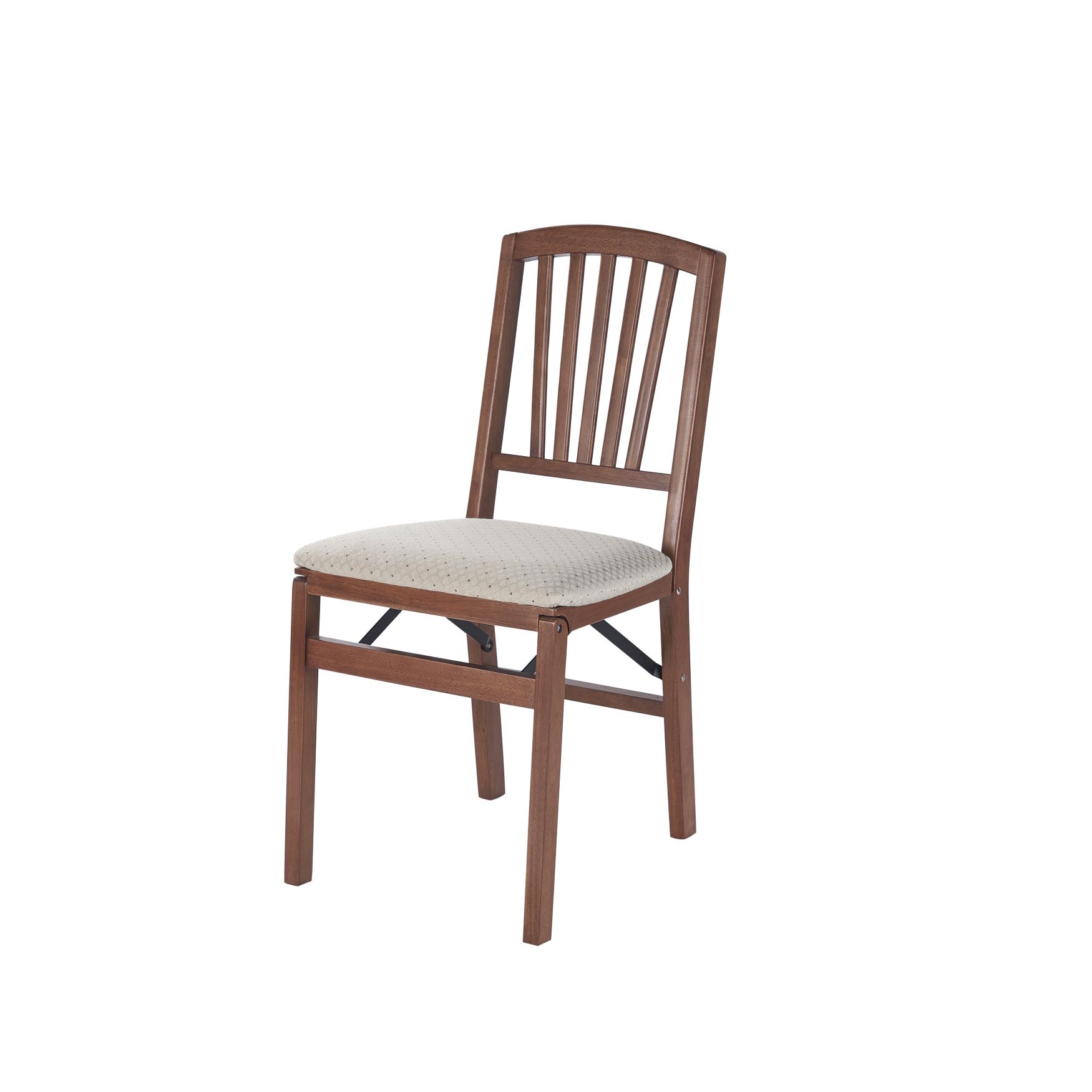 Slat Back Wood Folding Chairs, Set Of 2, CHERRY, hi-res image number 0