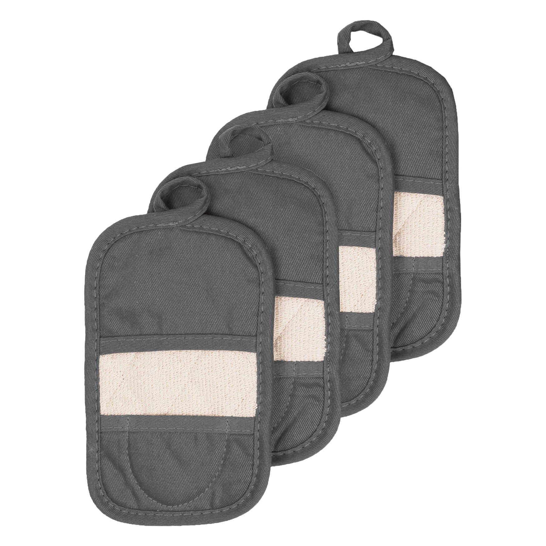 Pot Holder Mitz, Set Of 4 Pot Holder, GRAPHITE, hi-res image number 0