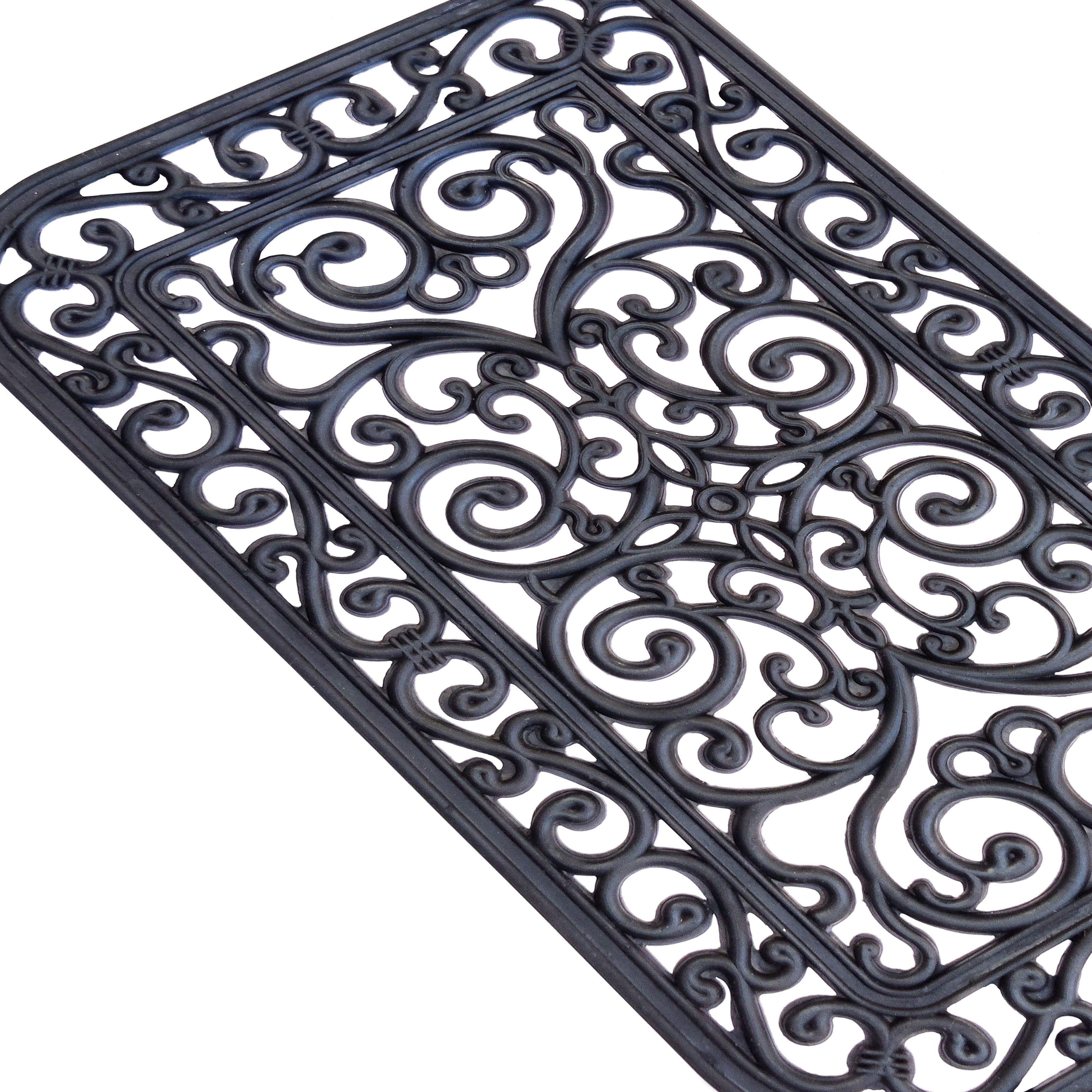 Wrought Iron Rubber Entrance Mat 18x30, TUSCANY BLACK, alternate image number 2