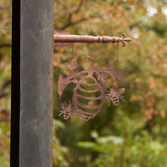 Bumble Bee Hive Garden Sign 15.5 inchesH, BRONZE, alternate image number null