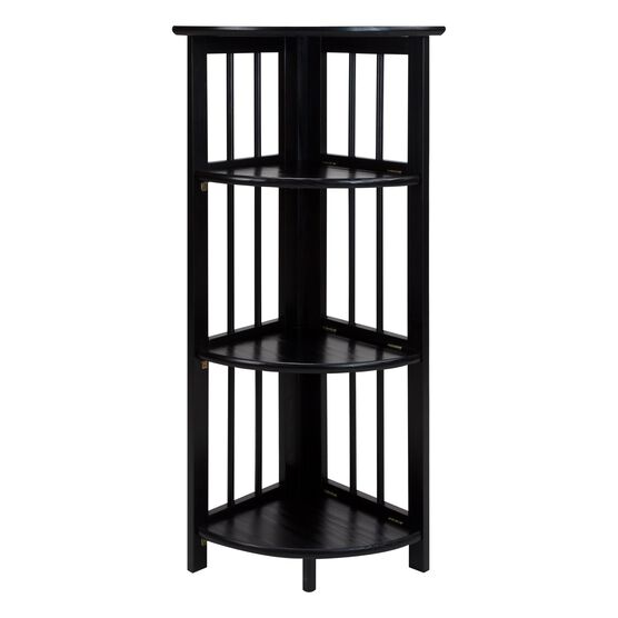 4-Shelf Corner Folding Bookcase-Black, BLACK, hi-res image number null