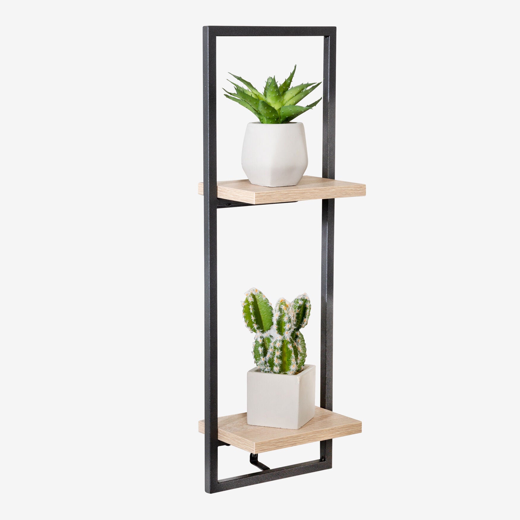 Two-Tier Floating Wall Shelf, BLACK, hi-res image number 0